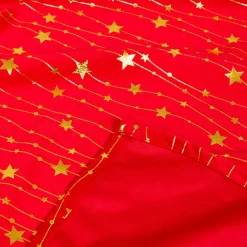 JJA Nappe de Noël rectangulaire (140 x 240 cm) Pluie d'étoiles et doré Rouge