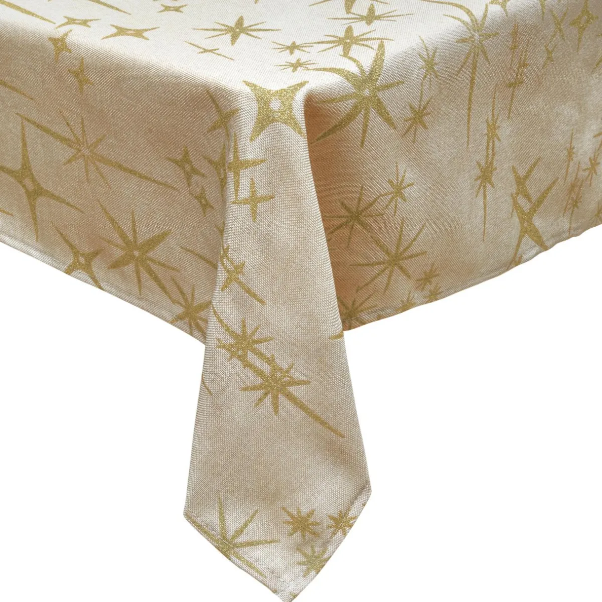 JJA Nappe de Noël rectangulaire (140 x 240 cm) Étoiles Célestes et doré Beige Best