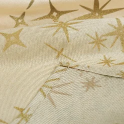 JJA Nappe de Noël rectangulaire (140 x 240 cm) Étoiles Célestes et doré Beige Best