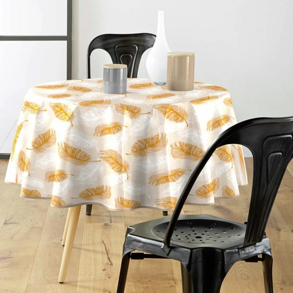 douceur d'intu017drieur Nappe enduite PVC Ronde (160 cm) Sarina Taupe Outlet