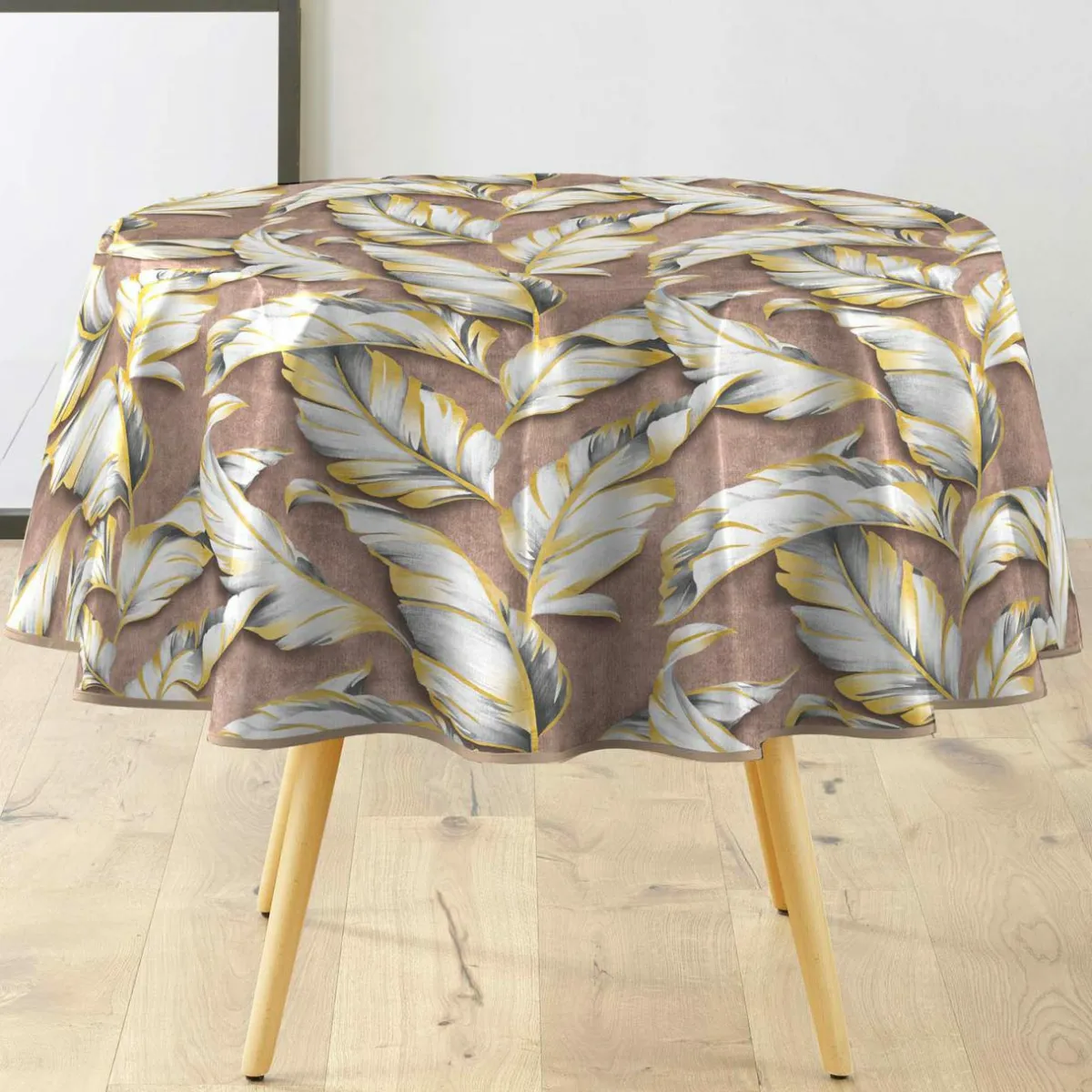douceur d'intu017drieur Nappe enduite PVC ronde imperméable (Diamètre 160 cm) Ebany Chocolat Clearance