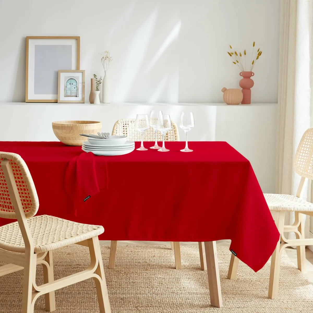 EMINZA Nappe rectangulaire anti tache (140 x 250 cm) Elise Rouge Outlet