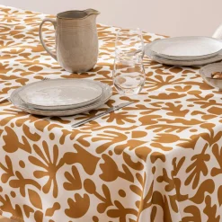 Atmosphera, cru017dateur d'intu017drieur Nappe rectangulaire anti tache (140 x 240 cm) Jolan Jaune ocre Clearance