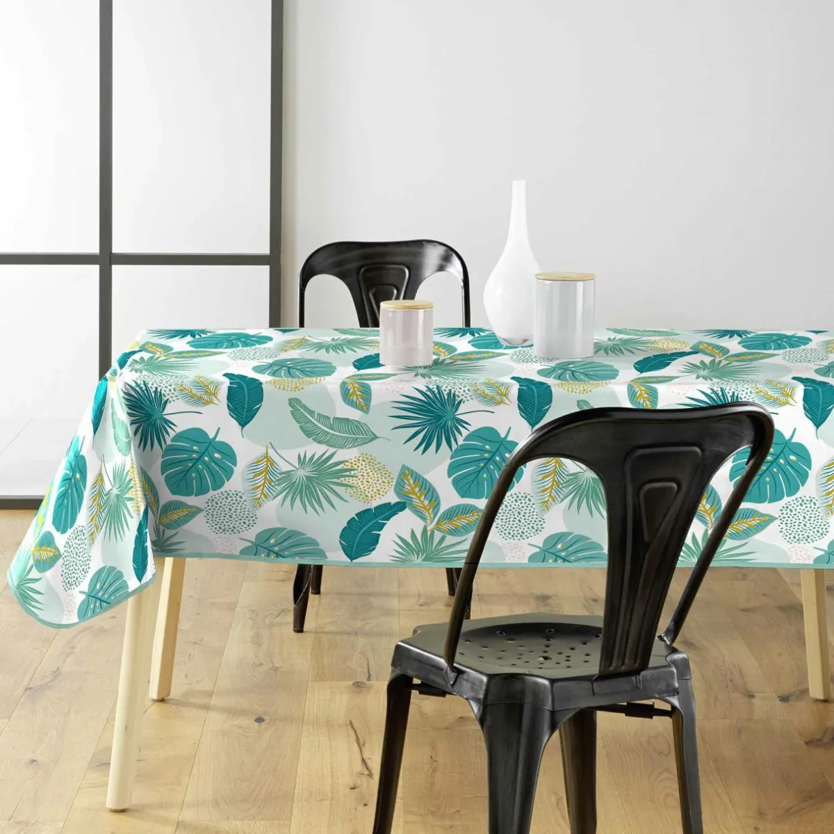 douceur d'intu017drieur Nappe rectangulaire anti tache tissu PVC imperméable (140 x 240 cm) Plantania e Bleu New