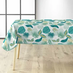 douceur d'intu017drieur Nappe rectangulaire anti tache tissu PVC imperméable (140 x 240 cm) Plantania e Bleu New