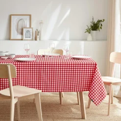 EMINZA Nappe rectangulaire anti tache (140 x 350 cm) Elise Vichy Rouge Vichy-rouge Discount