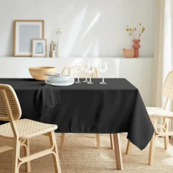 EMINZA Nappe rectangulaire anti tache (140 x 250 cm) Elise e Noir