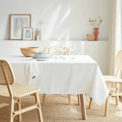 EMINZA Nappe rectangulaire anti tache (140 x 350 cm) Elise he Blanc Outlet