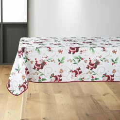 douceur d'intu017drieur Nappe rectangulaire anti tache (150 x 300 cm) Père Noël Blanc Outlet