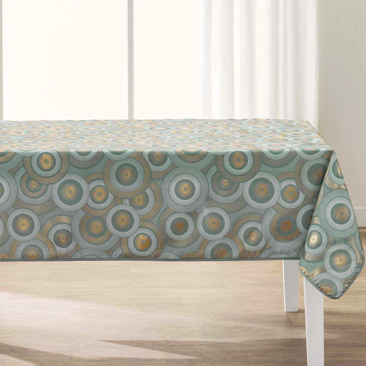 douceur d'intu017drieur Nappe rectangulaire antitache (145 x 240 cm) Eclipse Vert sauge Hot