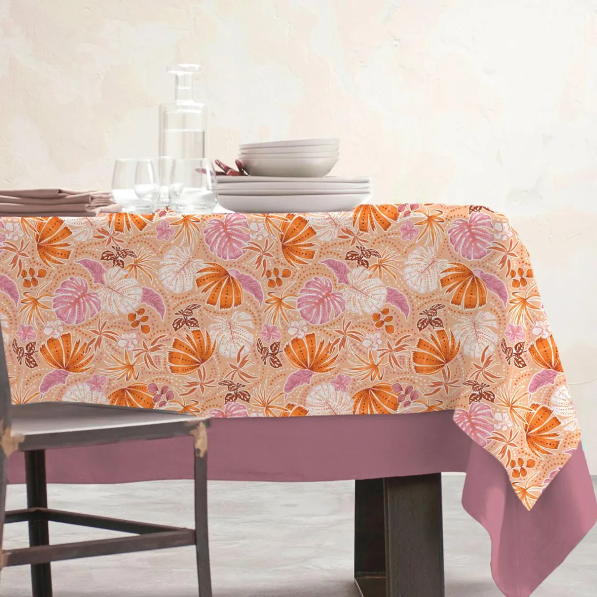 EMINZA Nappe rectangulaire coton enduit (150 x 350 cm) Tenerife Multicolore Outlet