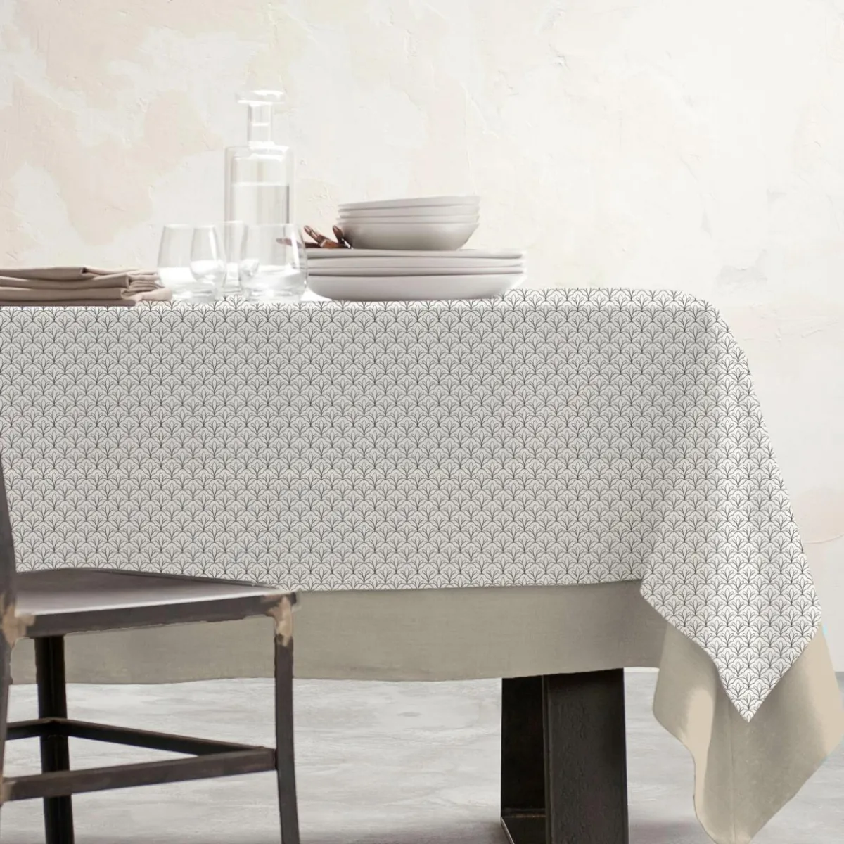 EMINZA Nappe rectangulaire coton enduit (150 x 250 cm) Clara e Gris Best