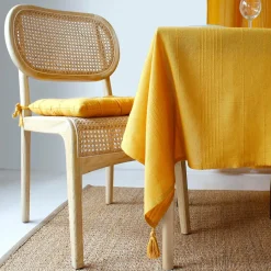 ENJOY HOME Nappe rectangulaire coton recyclé (140 x 240 cm) Bombay Jaune moutarde