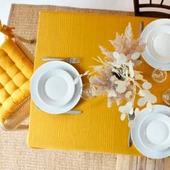 ENJOY HOME Nappe rectangulaire coton recyclé (140 x 240 cm) Bombay Jaune moutarde