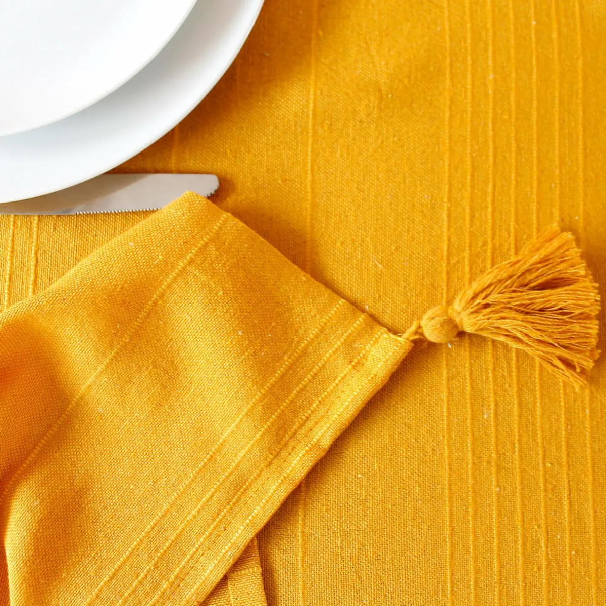 ENJOY HOME Nappe rectangulaire coton recyclé (140 x 240 cm) Bombay Jaune moutarde