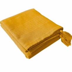 ENJOY HOME Nappe rectangulaire coton recyclé (140 x 240 cm) Bombay Jaune moutarde