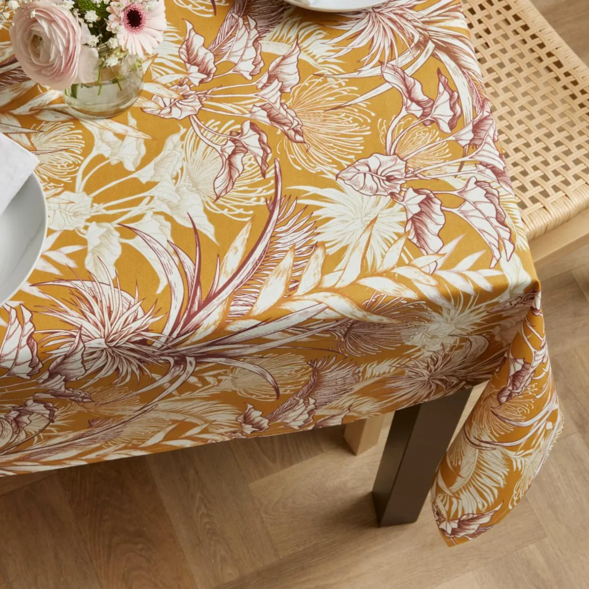 EMINZA Nappe rectangulaire coton enduit (150 x 350 cm) Granada Jaune moutarde Online