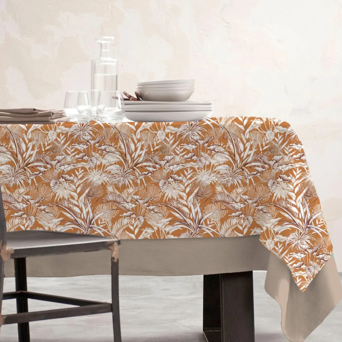 EMINZA Nappe rectangulaire coton enduit (150 x 350 cm) Granada Jaune moutarde Online