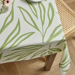 EMINZA Nappe rectangulaire coton enduit (150 x 350 cm) Galice Vert Eucalyptus Hot