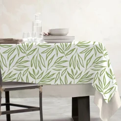 EMINZA Nappe rectangulaire coton enduit (150 x 250 cm) Galice Vert Eucalyptus Hot
