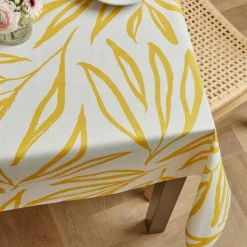 EMINZA Nappe rectangulaire coton enduit (150 x 250 cm) Galice Jaune moutarde