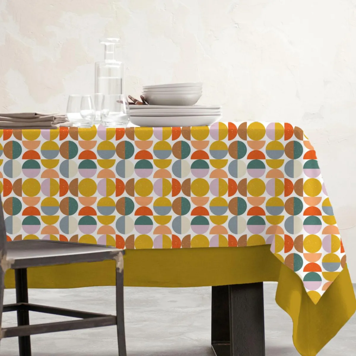 EMINZA Nappe rectangulaire coton enduit (150 x 350 cm) Brooklyn Multicolore Best