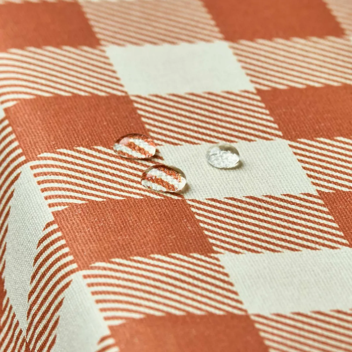 EMINZA Nappe rectangulaire coton enduit (150 x 350 cm) Vichy Terracotta Sale
