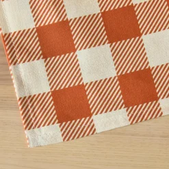 EMINZA Nappe rectangulaire coton enduit (150 x 350 cm) Vichy Terracotta Sale
