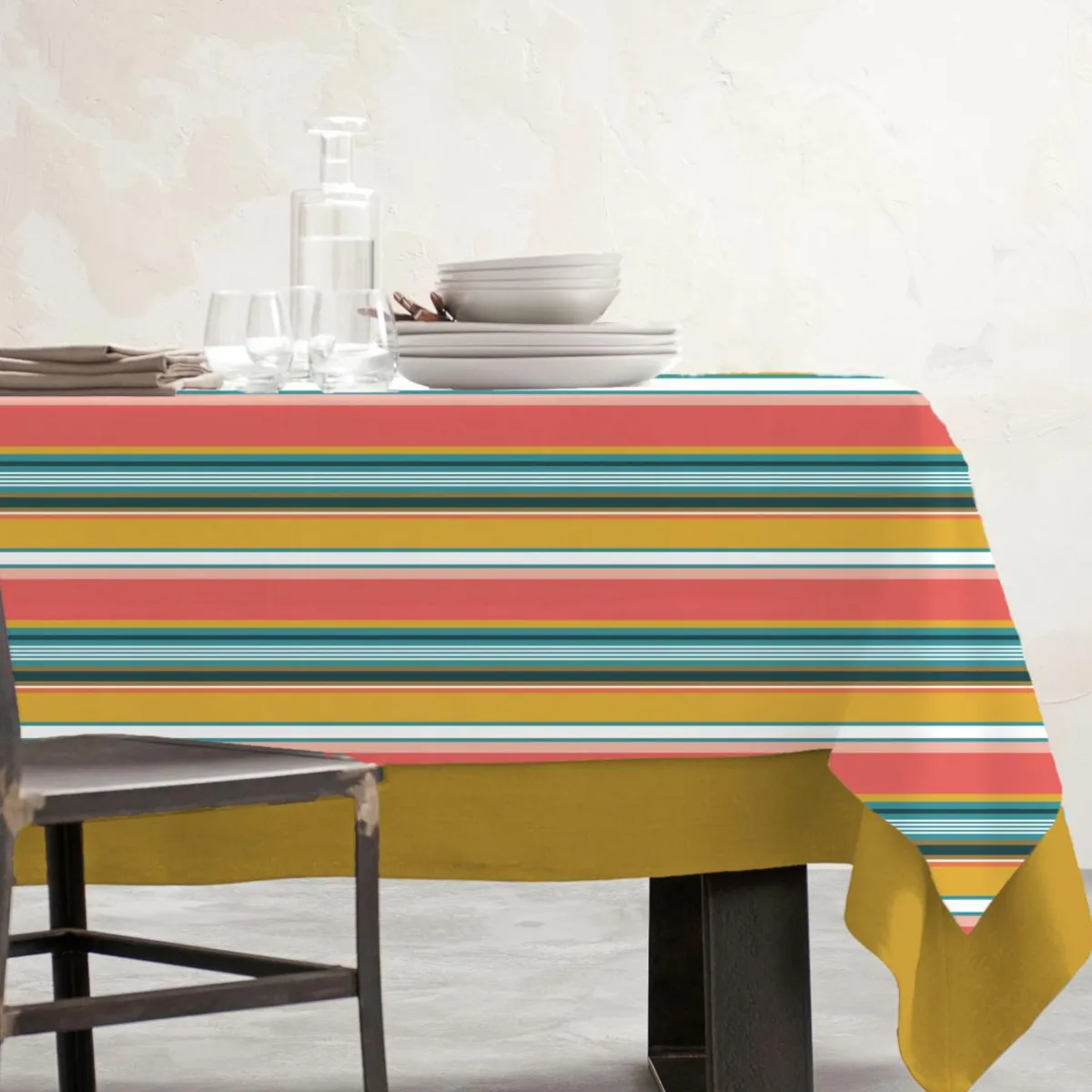 EMINZA Nappe rectangulaire coton enduit (150 x 250 cm) Bonifacio Multicolore Sale