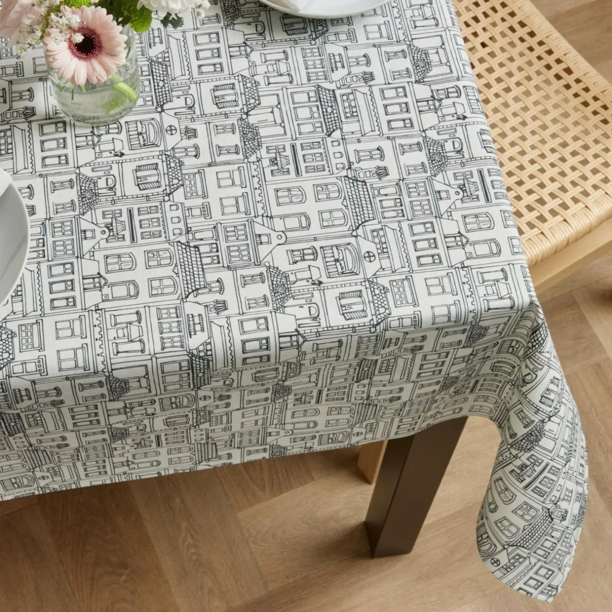EMINZA Nappe rectangulaire coton enduit (150 x 350 cm) Home e Gris Outlet
