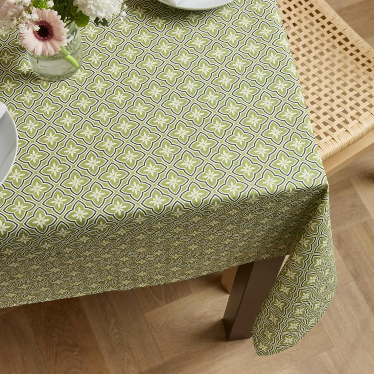 EMINZA Nappe rectangulaire coton enduit (150 x 350 cm) Gloria e Vert Sale