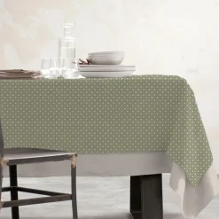 EMINZA Nappe rectangulaire coton enduit (150 x 350 cm) Gloria e Vert Sale