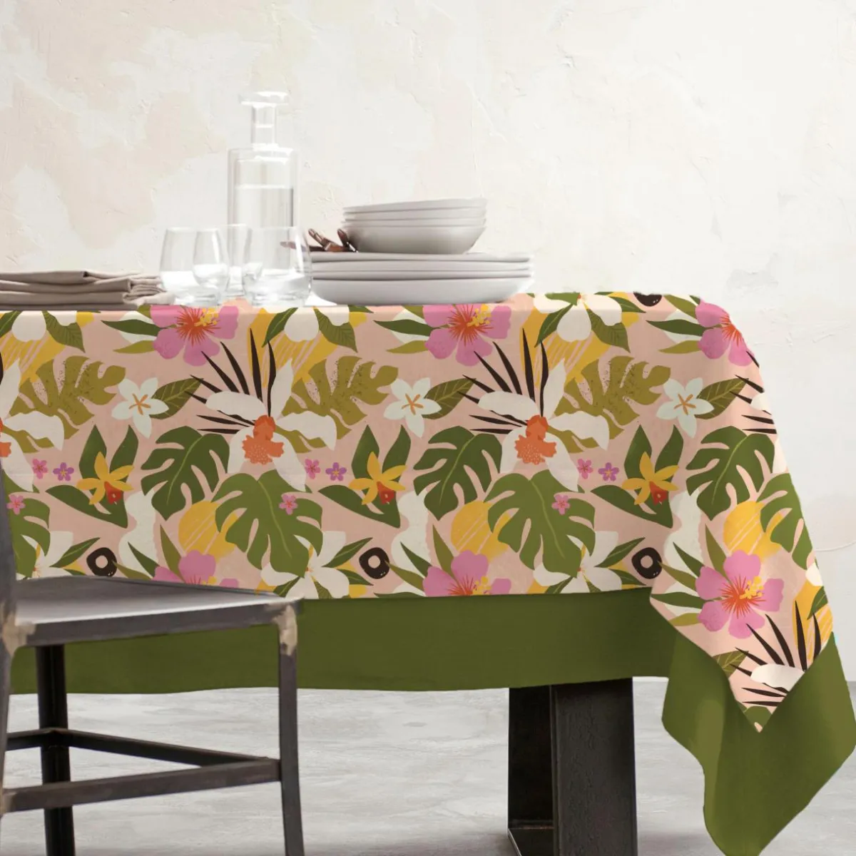 EMINZA Nappe rectangulaire coton enduit (150 x 250 cm) Rio Multicolore New