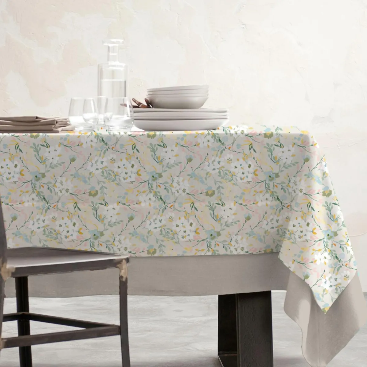 EMINZA Nappe rectangulaire coton enduit (150 x 350 cm) Ornella Multicolore Online