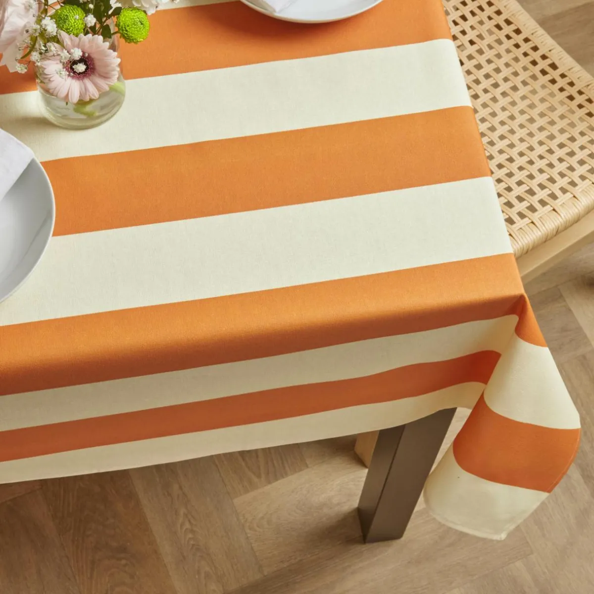 EMINZA Nappe rectangulaire coton enduit (150 x 250 cm) Clementine Orange Clearance