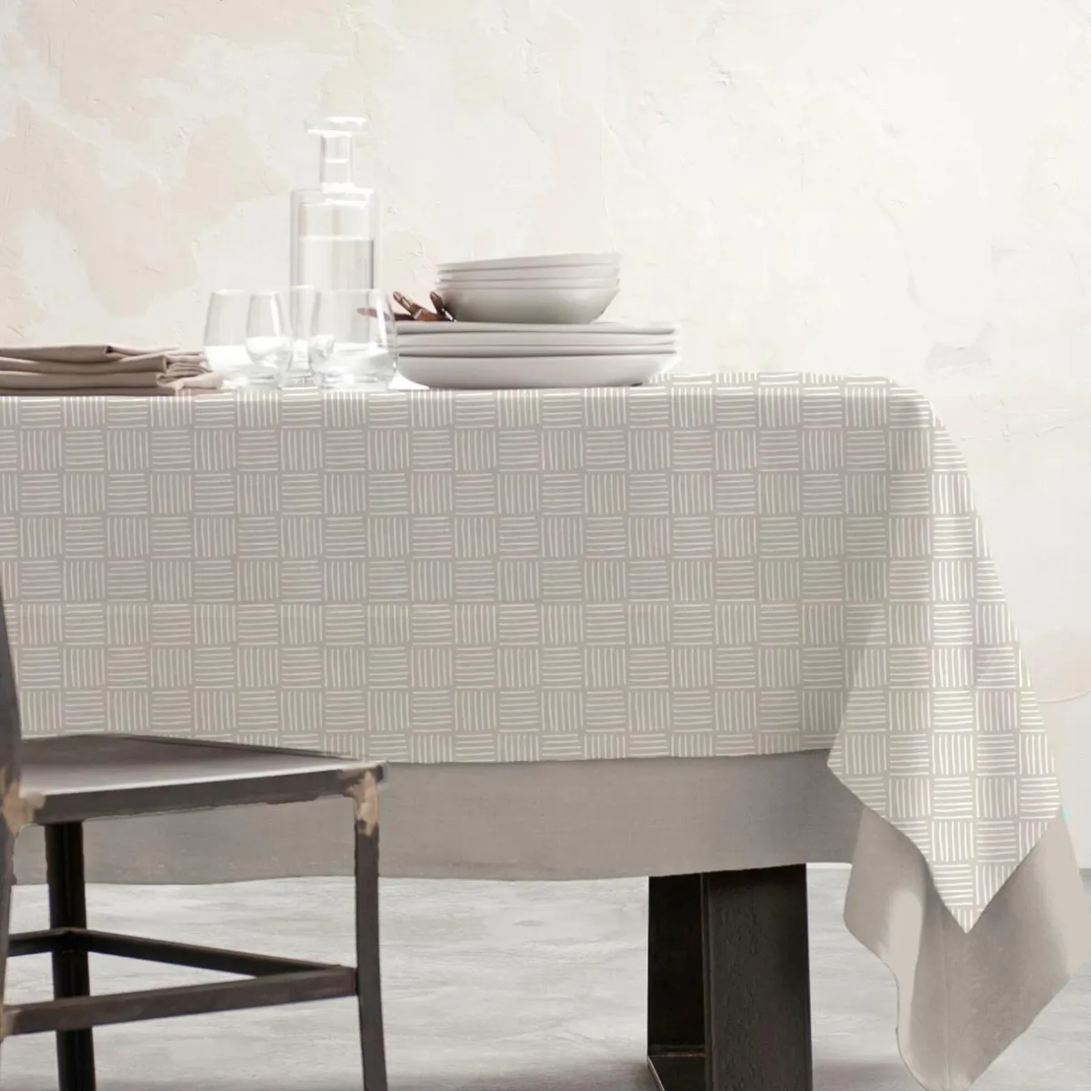 EMINZA Nappe rectangulaire coton enduit (150 x 250 cm) Paolo Beige Clearance