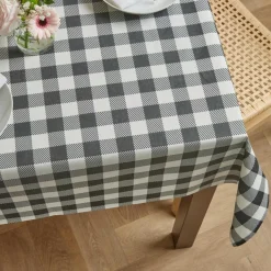 EMINZA Nappe rectangulaire coton enduit (150 x 250 cm) Vichy e Noir Sale