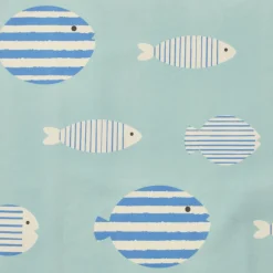 EMINZA Nappe rectangulaire coton enduit (150 x 350 cm) Fish e Bleu New