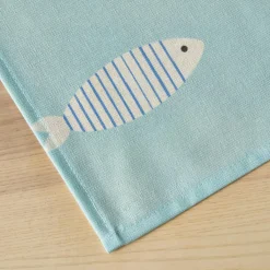 EMINZA Nappe rectangulaire coton enduit (150 x 250 cm) Fish e Bleu Sale