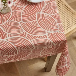 EMINZA Nappe rectangulaire coton enduit (150 x 350 cm) Sarah Terracotta Sale