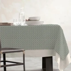 EMINZA Nappe rectangulaire coton enduit (150 x 350 cm) Palerme e Vert Best