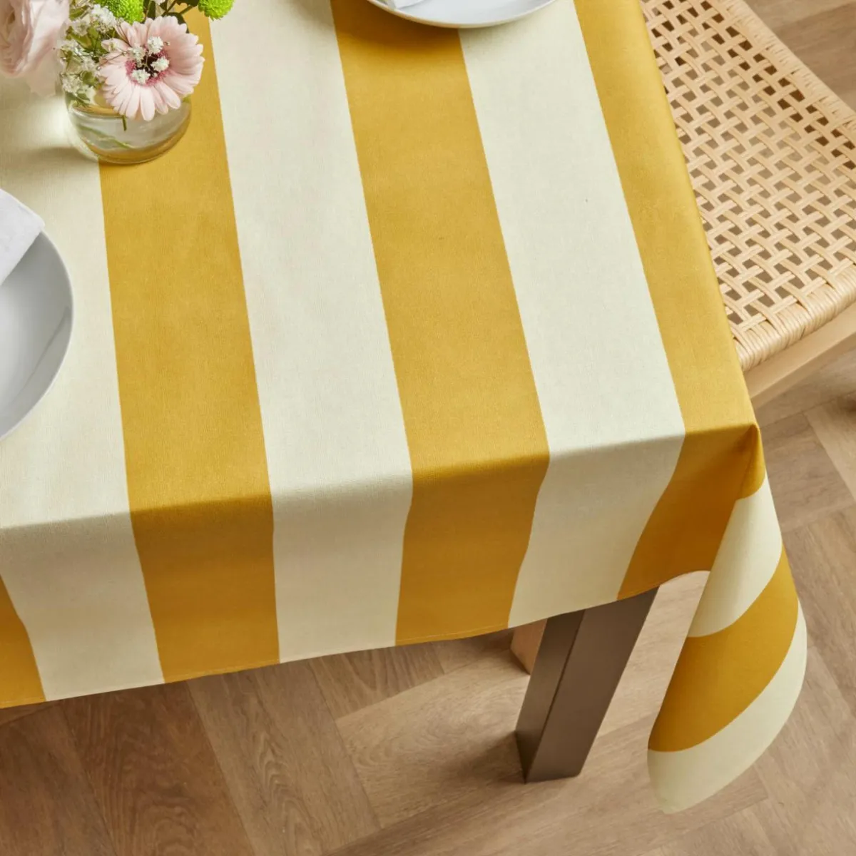 EMINZA Nappe rectangulaire coton enduit (150 x 250 cm) Clementine Jaune moutarde Sale