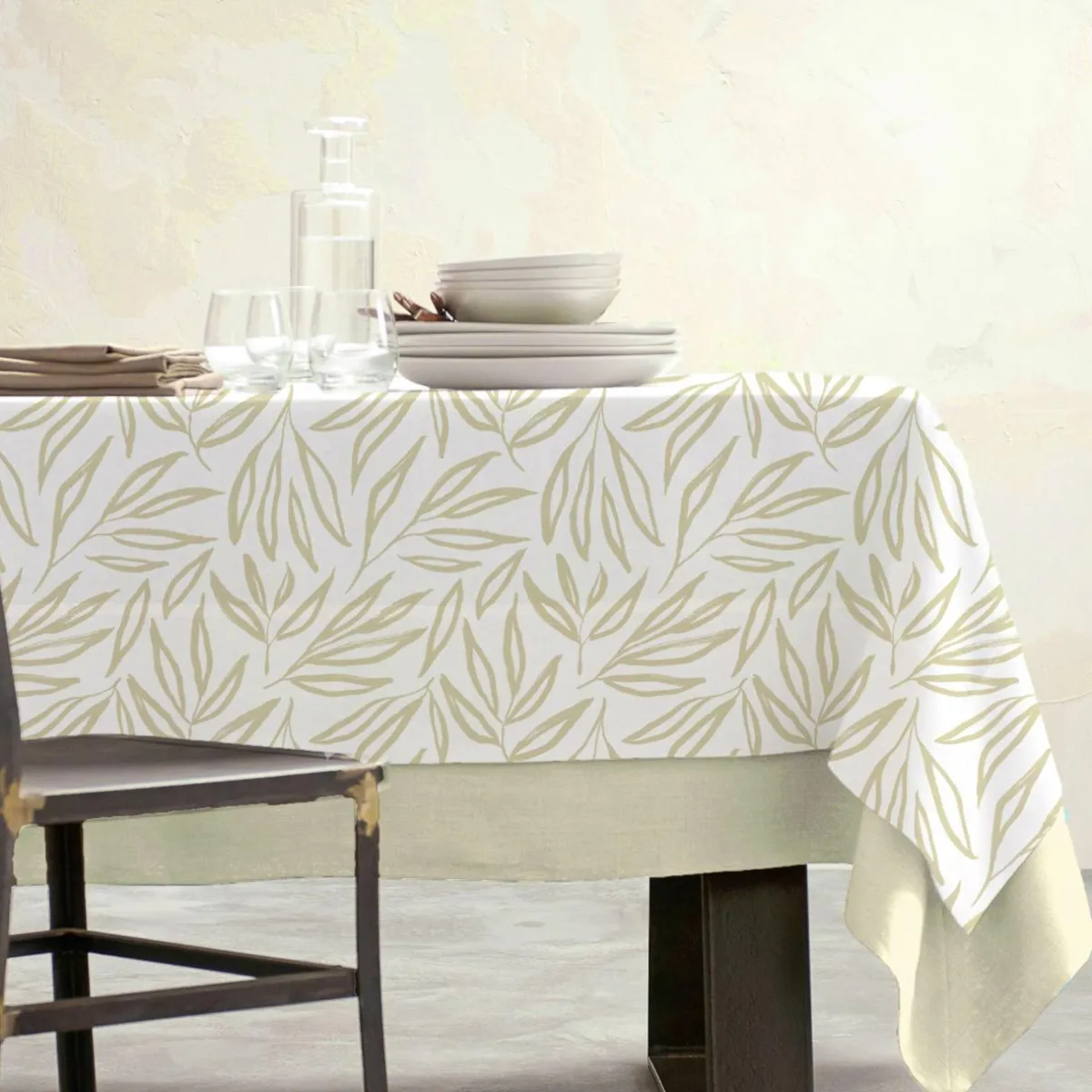 EMINZA Nappe rectangulaire coton enduit (150 x 350 cm) Galice Beige Best
