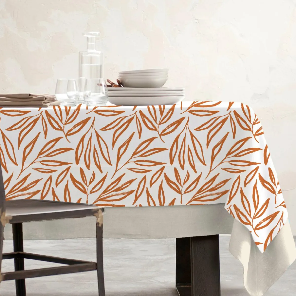 EMINZA Nappe rectangulaire coton enduit (150 x 350 cm) Galice Terracotta Sale