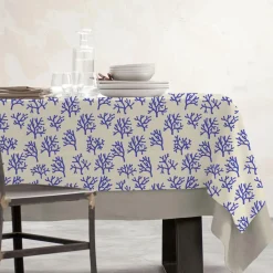 EMINZA Nappe rectangulaire coton enduit (150 x 350 cm) Moorea e Bleu Online
