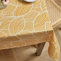 EMINZA Nappe rectangulaire coton enduit (150 x 350 cm) Sarah Jaune moutarde Clearance