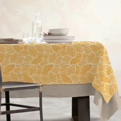 EMINZA Nappe rectangulaire coton enduit (150 x 350 cm) Sarah Jaune moutarde Clearance