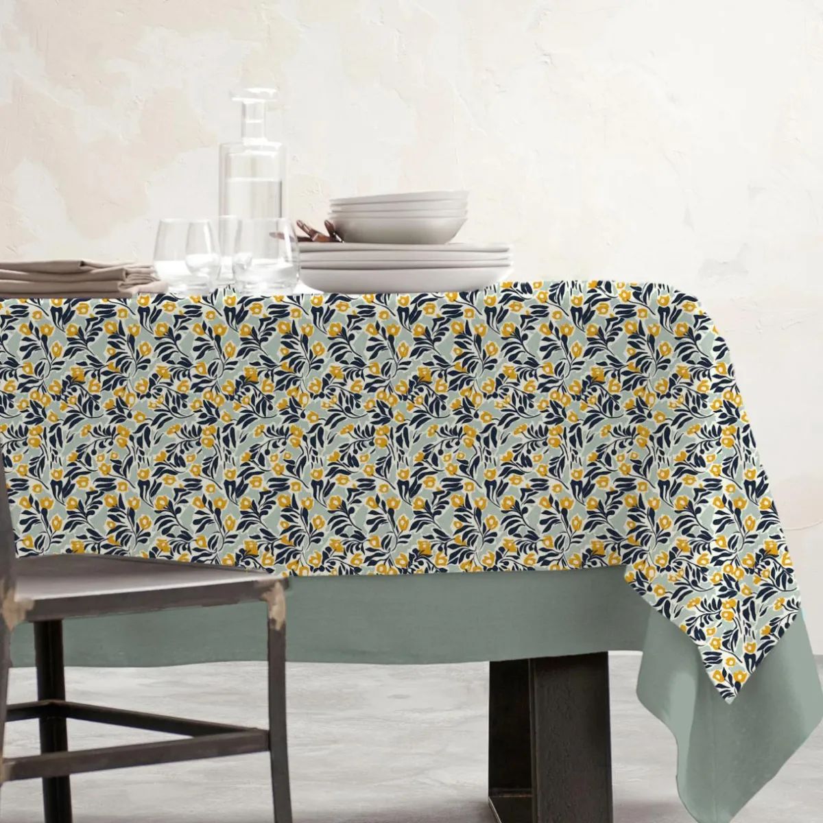 EMINZA Nappe rectangulaire coton enduit (150 x 250 cm) Mafalda Multicolore
