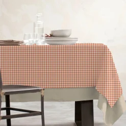 EMINZA Nappe rectangulaire coton enduit (150 x 250 cm) Vichy Terracotta Best
