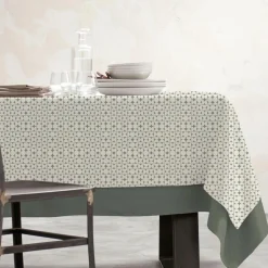 EMINZA Nappe rectangulaire coton enduit (150 x 350 cm) Sofia e Vert Online